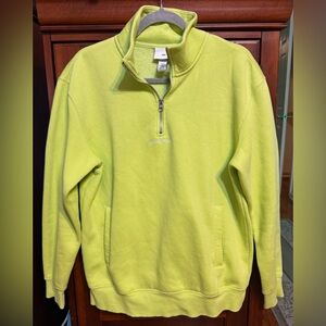 H&M Men's Lime Green Half-Zip Sweatshirt w Kangaroo Pouch size Medium